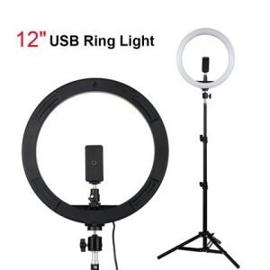 12" Selfie Ring Light with Tripod Stand & Cell Phone Holder for Live Stream/Makeup,