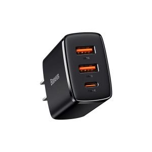 BASEUS Compact Quick Charger 2U+C Three Ports 30W Travel Power Adapter